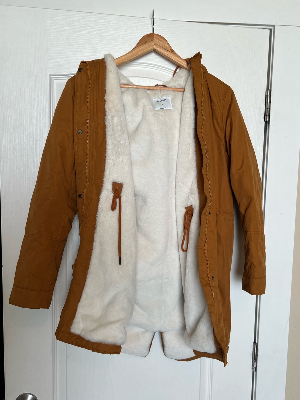Old Navy Tan Hooded Parka with Sherpa Lining